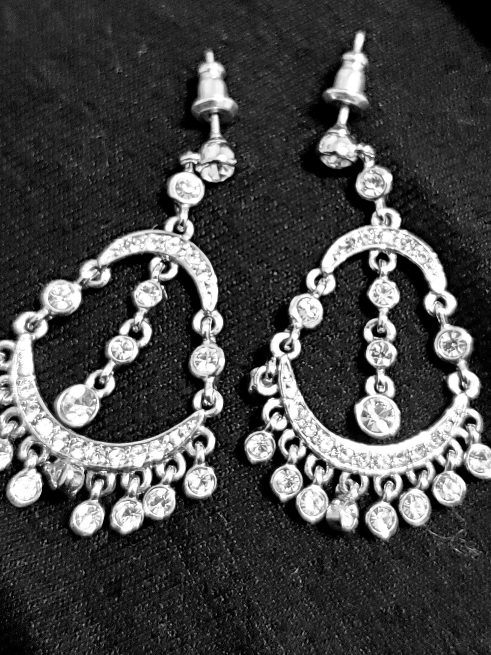 Silver Crystal Drop Chandelier Earrings - Women Jewelry